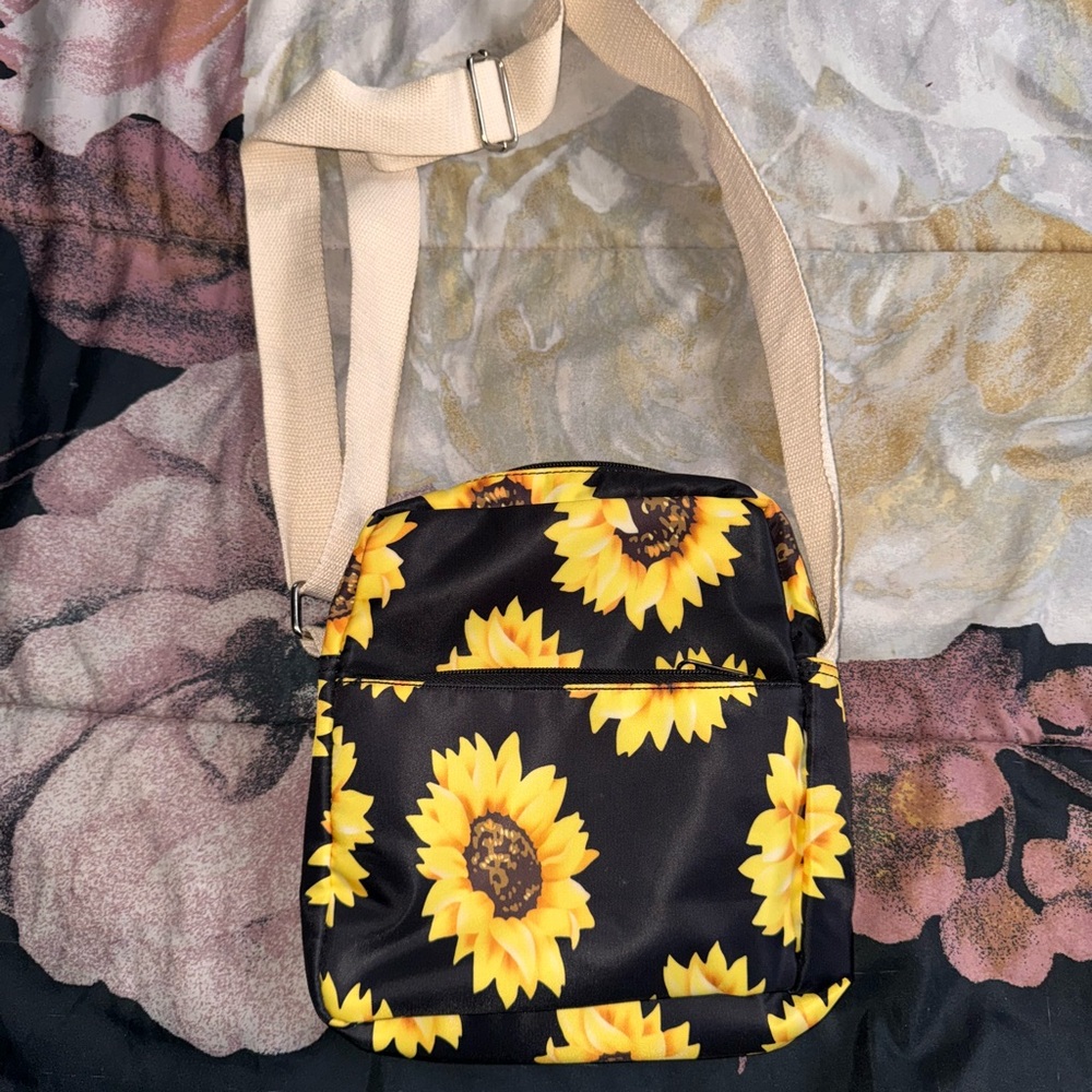 Sunflower Print Crossbody Bag